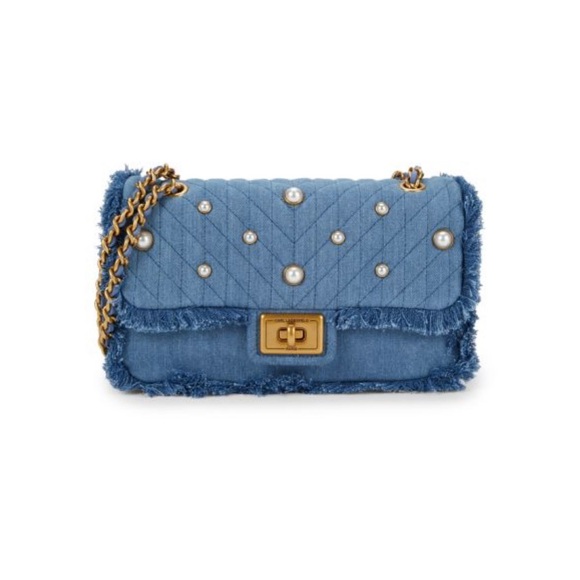 Karl Lagerfeld Paris Agyness Denim Shoulder Bag Pearl. - Picture 8 of 8